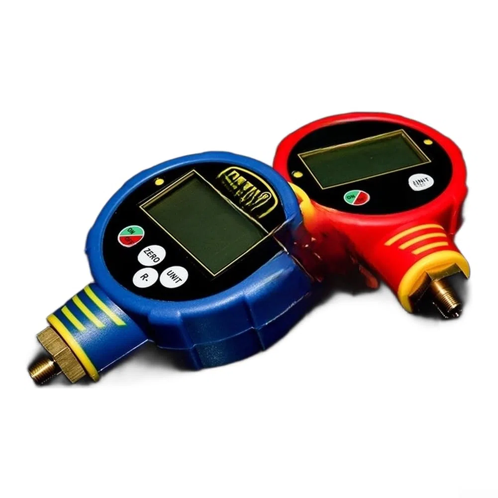 Misuratore Pressione Pneumatici Digitale Portatile Kit Gonfiaggio per Ruote Auto per per moto SUV con Valvola Sfiato e Ago Palloni(A)