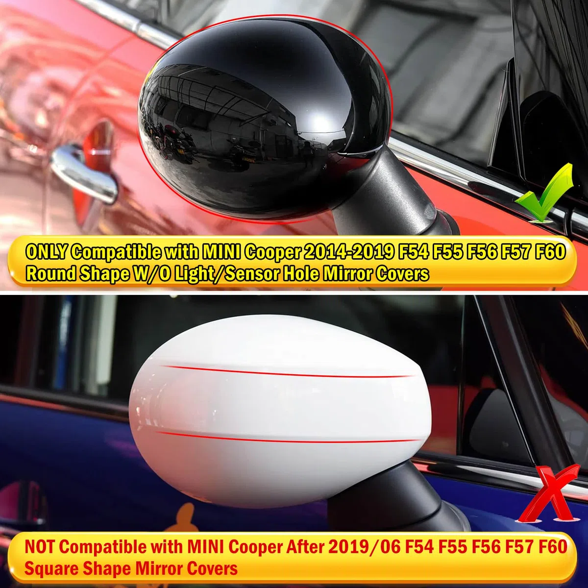 TTCR-II 2 PCS Calotte Specchietti Compatibile con Mini Cooper F54 F55 F56 F57 F60 2016-2019, F54 Calotta Specchietto F55 Copri Specchio Retrovisore F56 Mirror Cover 51167401230/51167401229-Nero