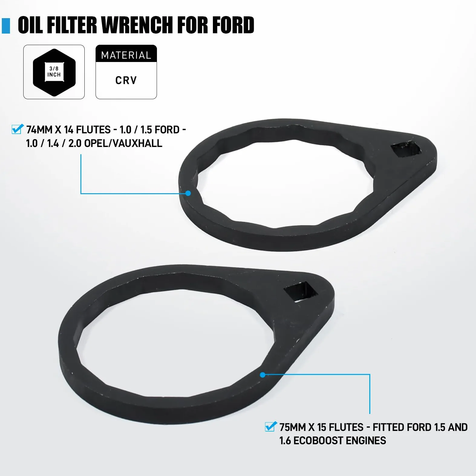 SMOTIVEPRO Set di attrezzi per filtro dell'olio, 12 tappi per filtro dell'olio, 2 chiavi regolabili per filtro dell'olio, 6 chiavi a bussola per filtro dell'olio, 2 pinze per filtro dell'olio, 8