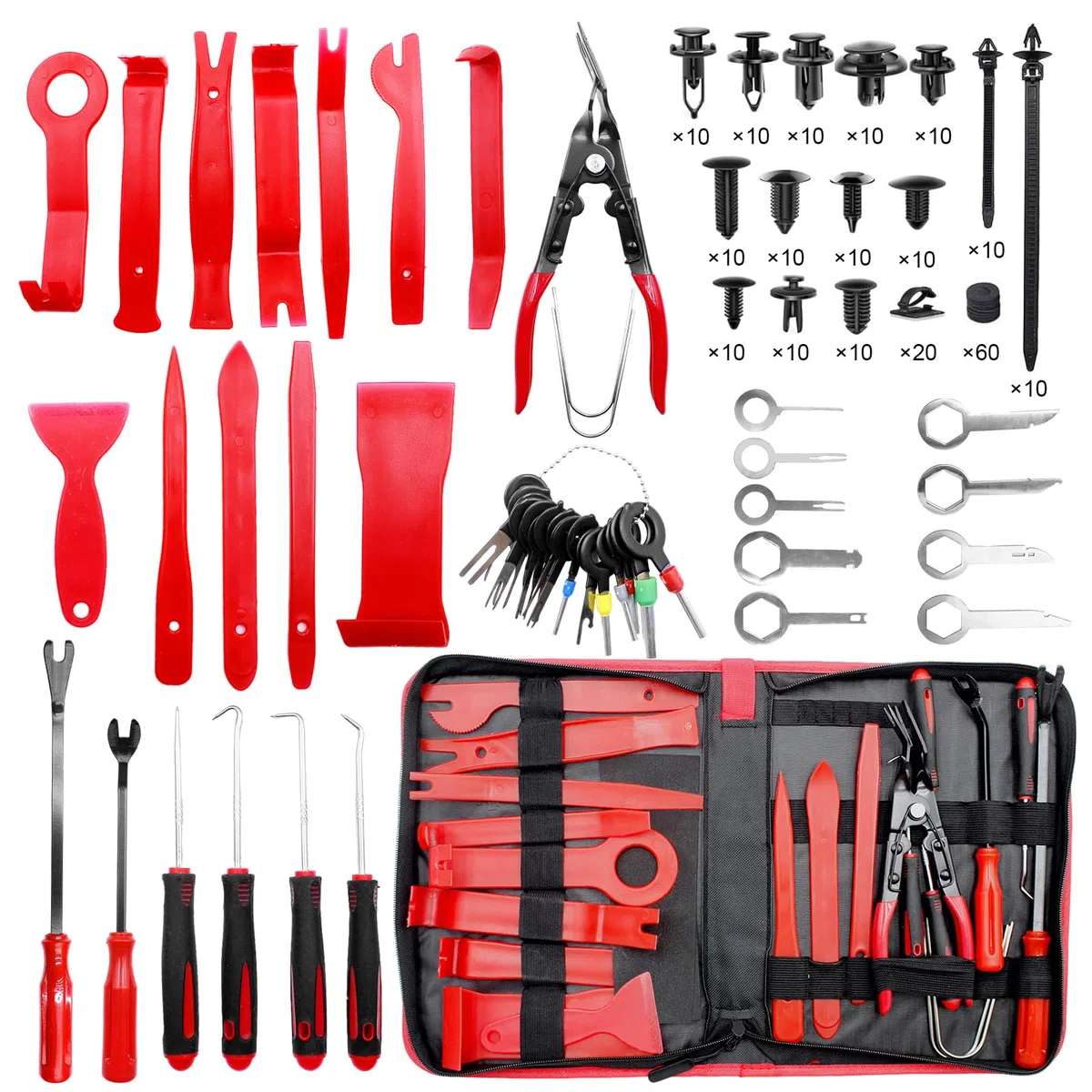 268 Pezzi Kit Smontaggio Pannelli Auto, Strumento di Rimozione Auto Kit Leve per Plastiche Cruscotto e Audio, Set di Attrezzi per la rimozione delle Finiture dell’Auto per Pannello Radio Cruscotto
