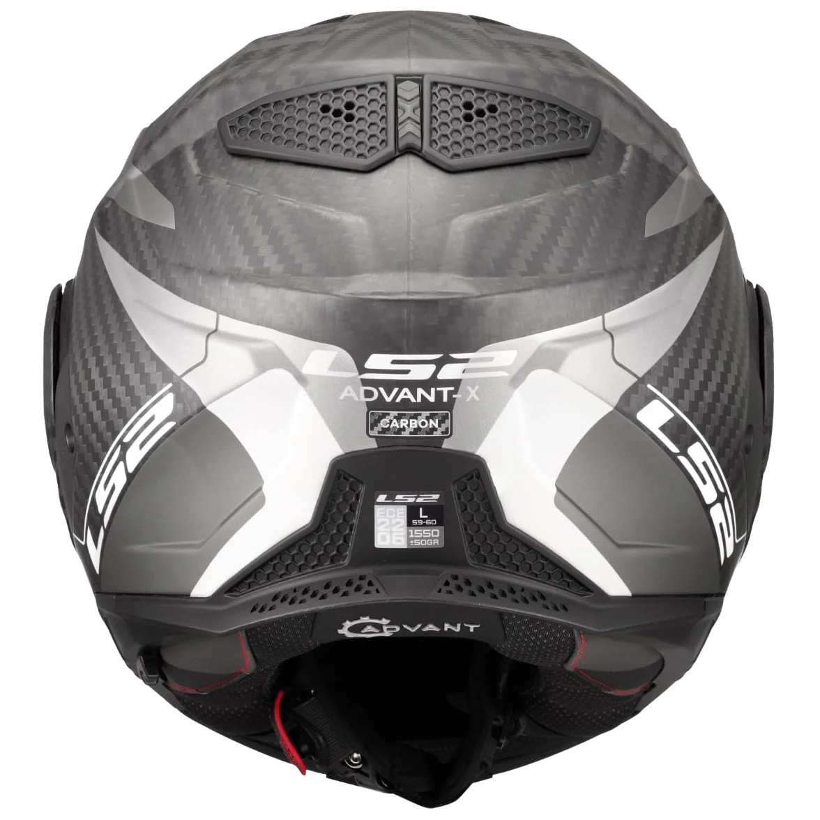 LS2, Casco Moto Modulare ADVANT X CARBON HORIZON Matt Silver Grey, S