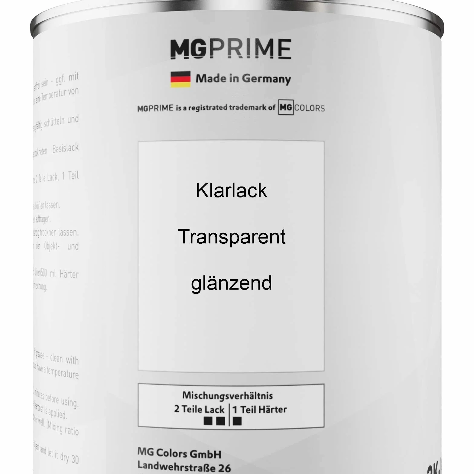 MG PRIME Barattoli di Vernice per auto per Piaggio 94 / NN Nero Lucido 2,5L | Schwarz Lucido, Kit vernice di base + trasparente 2K + indurente, pronto all'uso
