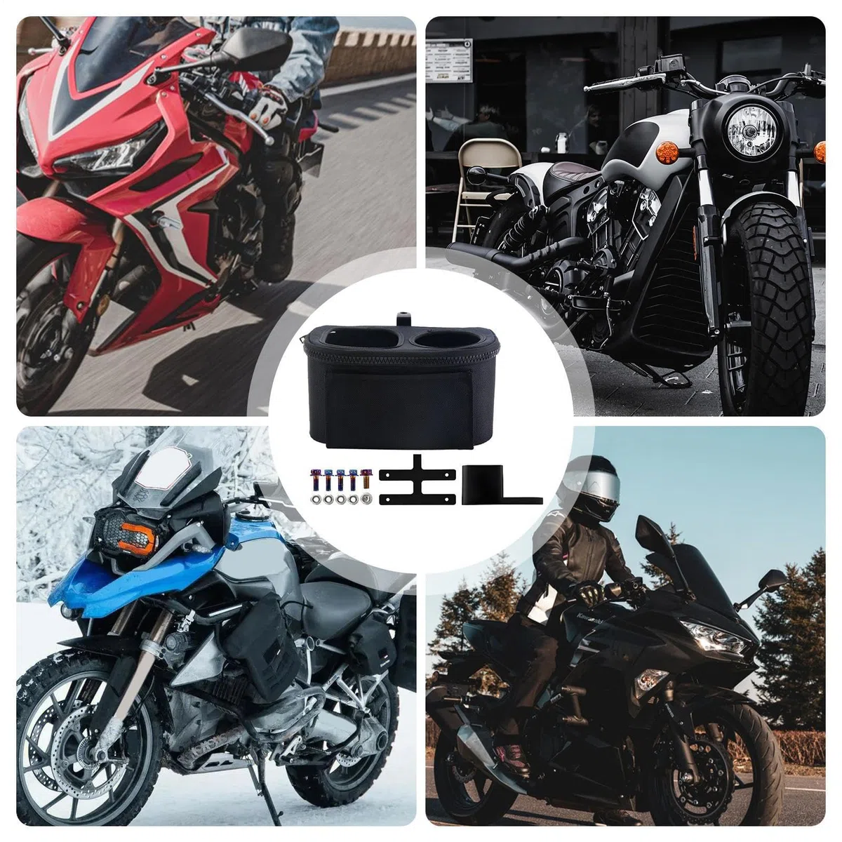 Portabicchieri Per Moto Impermeabile Multifunzionale | Borsa Portabicchieri Anteriore per Moto Per Turismo Crociera Lunga Distanza Spostamenti Urbani Motociclisti Uomini