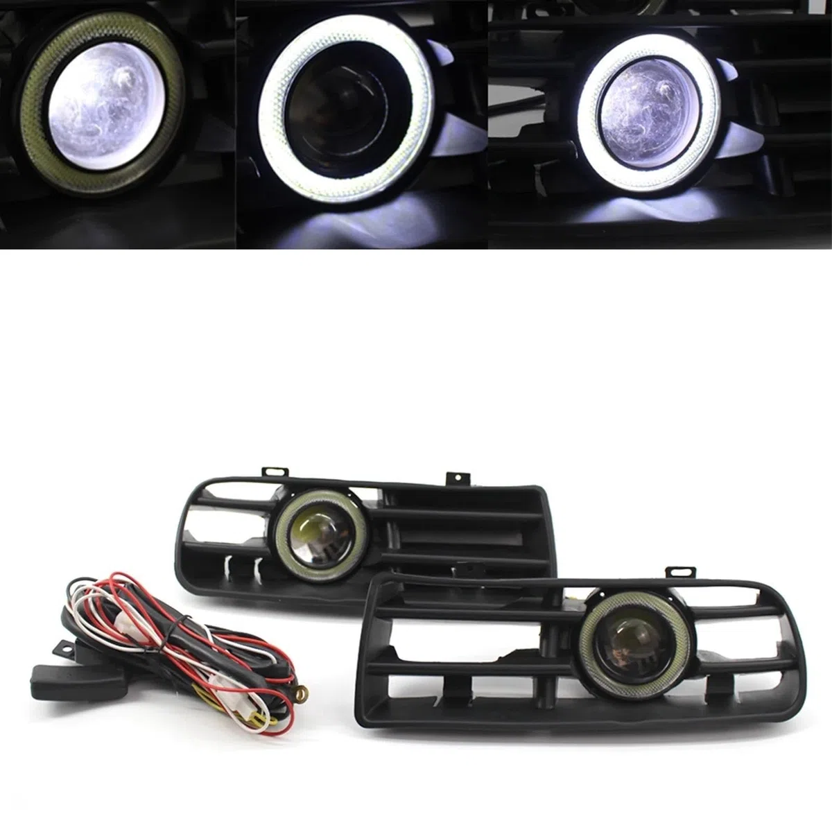 Gruppi fendinebbia auto Per Golf 4 1998-2004 1 Paio Auto Car Fendinebbia Angel Eyes Lampada LED Corsa E Jogging Fendinebbia Con Paraurti Anteriore Griglie Ricambio