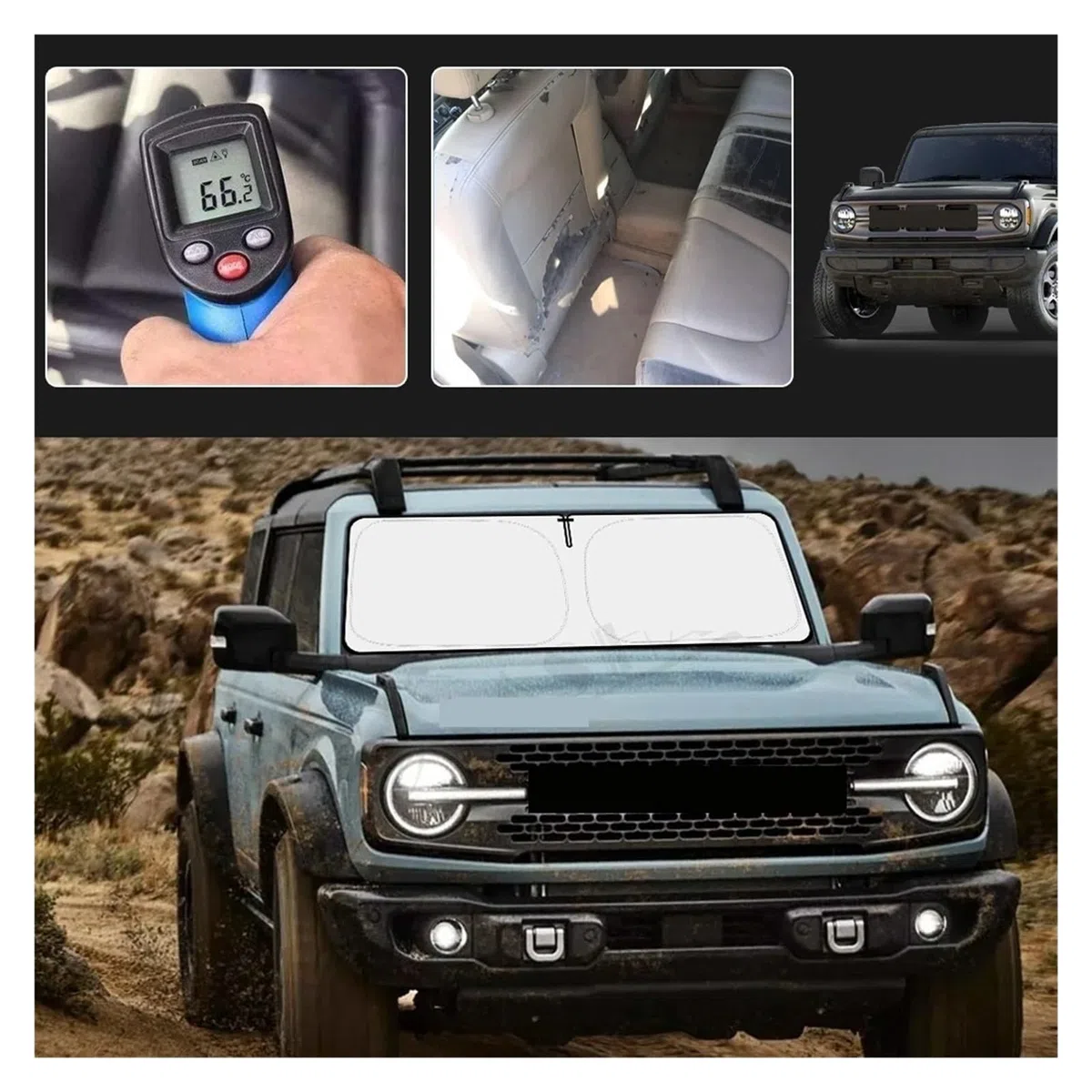 Per Ford Bronco 2021-2023 Parasole Finestrini 2/4 Porte Protezione Tende Pieghevoli Parabrezza Auto Parasole Pieghevole