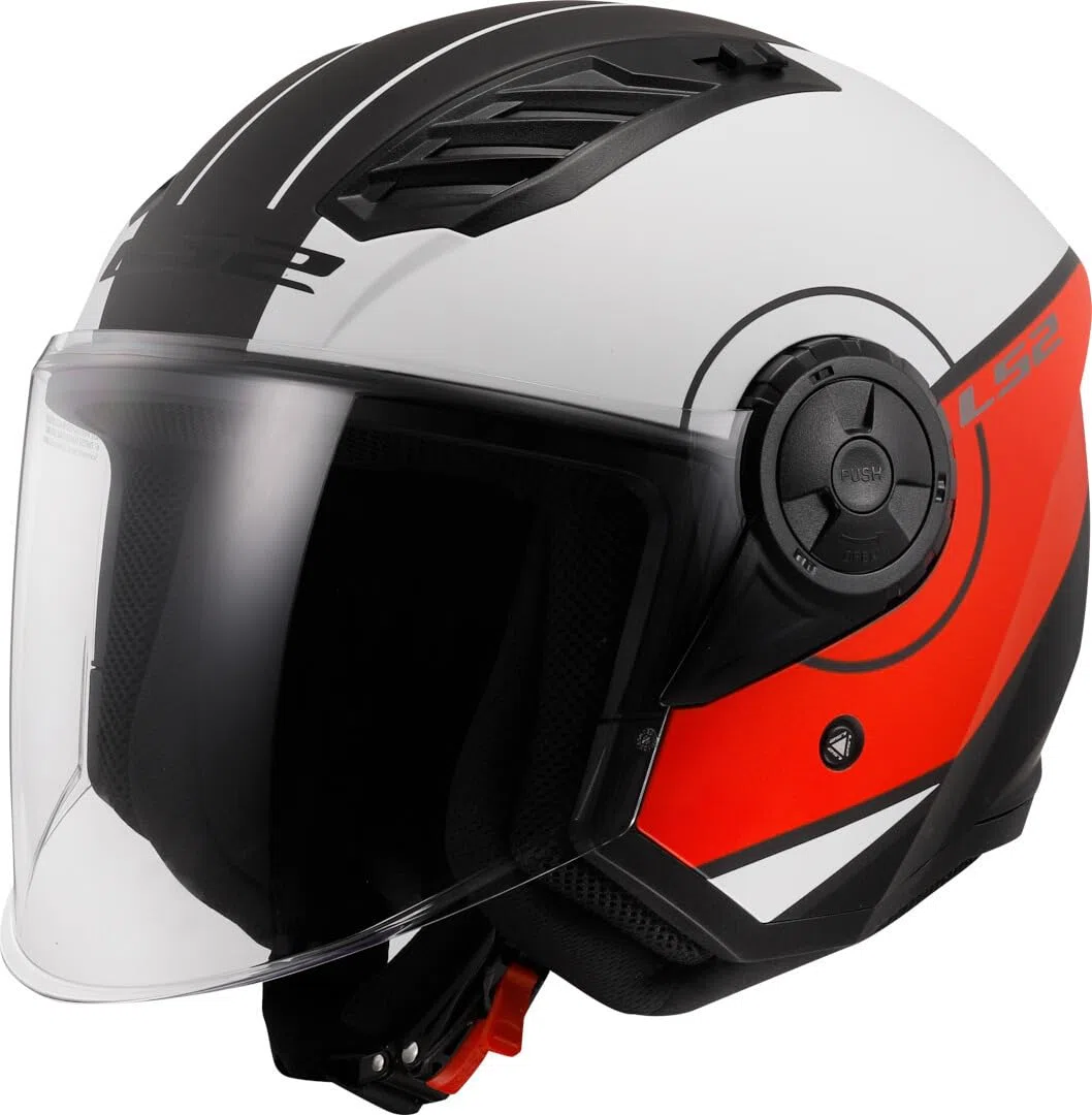 LS2 Casco Moto Open Face Airflow II ECE 22.06 - Cover Bianco Opaco ROSSO-06