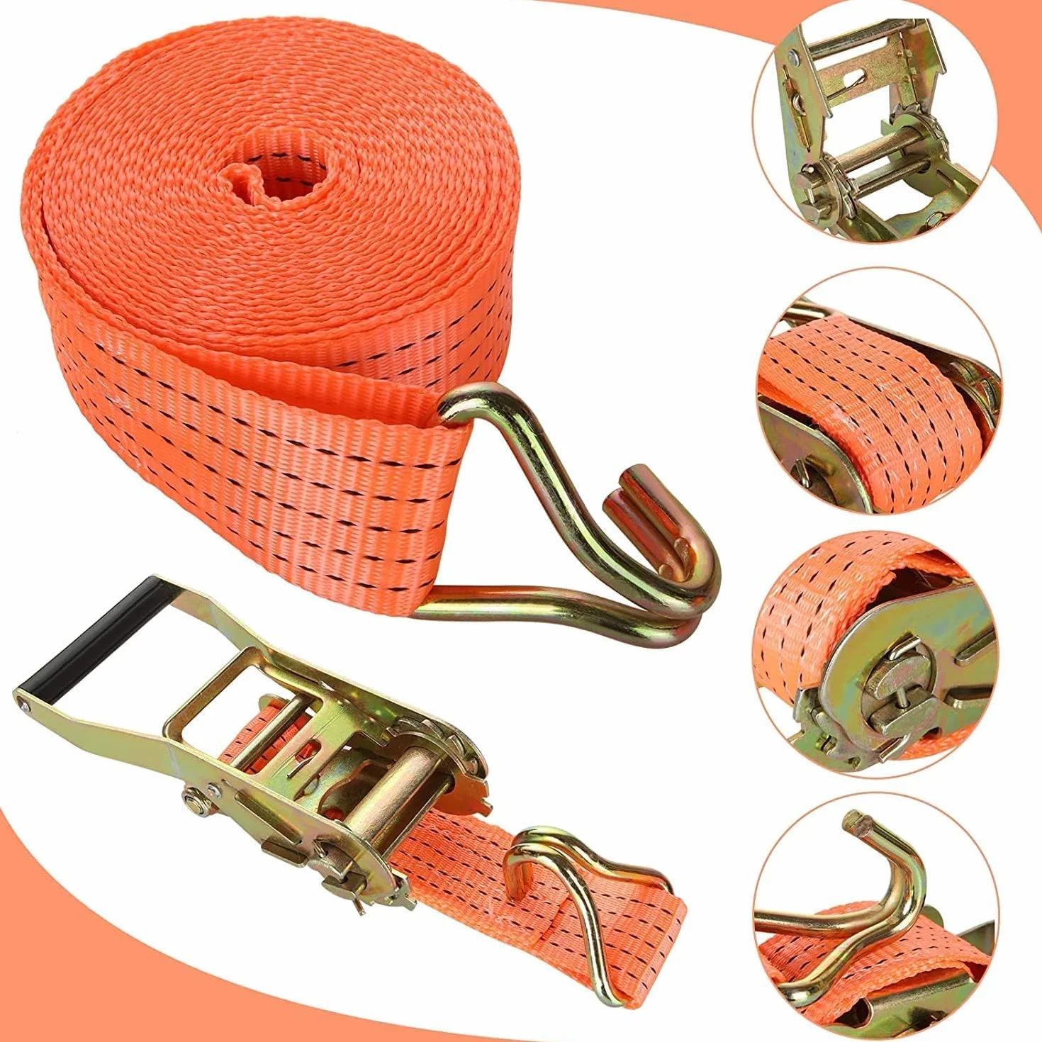 2pcs Cinghie a Cricchetto 50mm, Cinghia di Fissaggio per Carichi 3000kg, 10m Cinghia con Cricchetto e Ganci, per Camion, Auto, Moto, Legare Carichi Sicuro