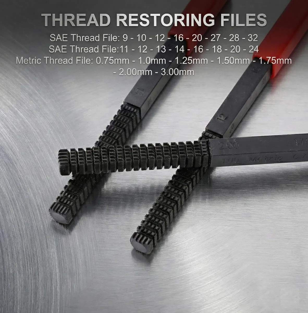 KATSU Tools Set di 49 pezzi per filettatura, kit di strumenti per la rifilatura, UNC UNF e strumento di ripristino filettatura metrica, 22 rubinetti, 24 matrici, 3 lime filettate, kit di riparazione