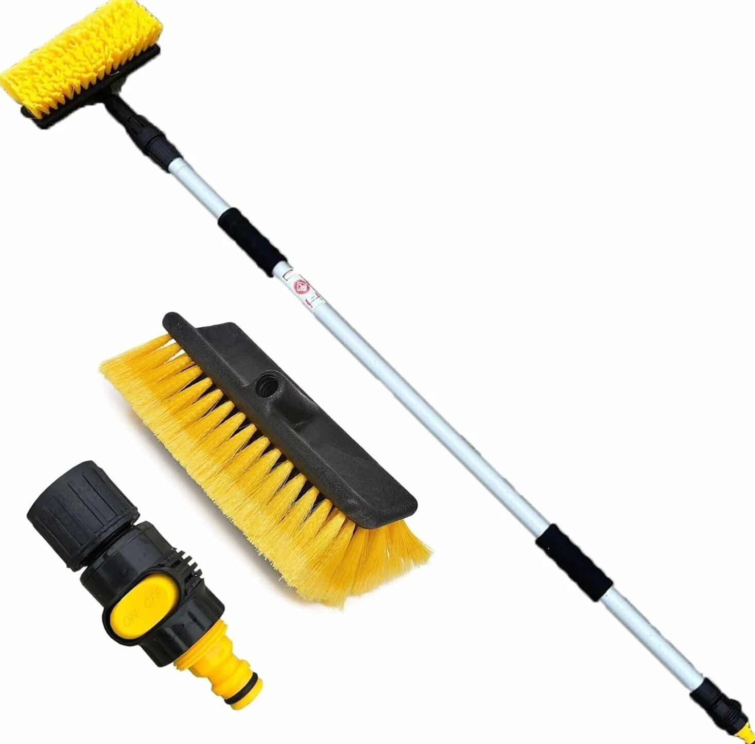Generico Spazzolone per Lavaggio Pulizia e Cura di Camper Camion Auto SUV, Scopa Telescopica Antigraffi, Asta con Tubo ad Innesto Rapido Allungabile Fino a 1.80 Metri, con Spazzola 24x10 cm