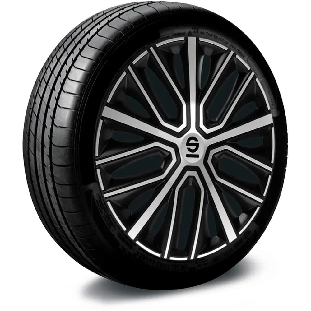 SPARCO Copricerchi 16" pollici Serie/Kit nero argento Copricerchi Auto SPC1684BKSV