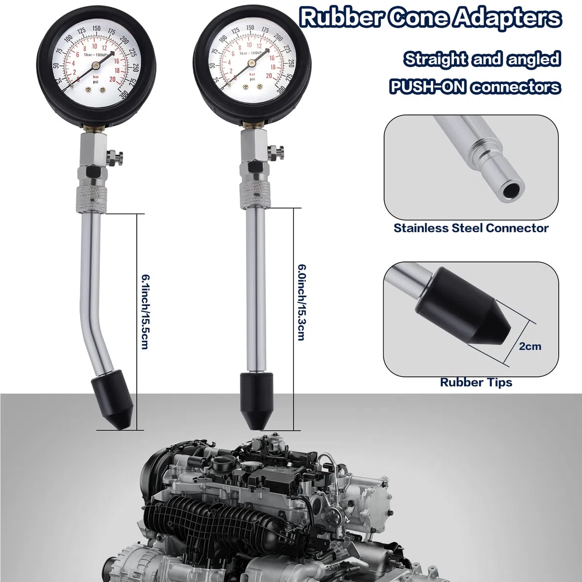 Tester di compressione per auto, Tester di Compressione, Cilindro Compressione Tester Kit Con Custodia, Benzina Motore a Gas Cilindro Compressione Tester Kit