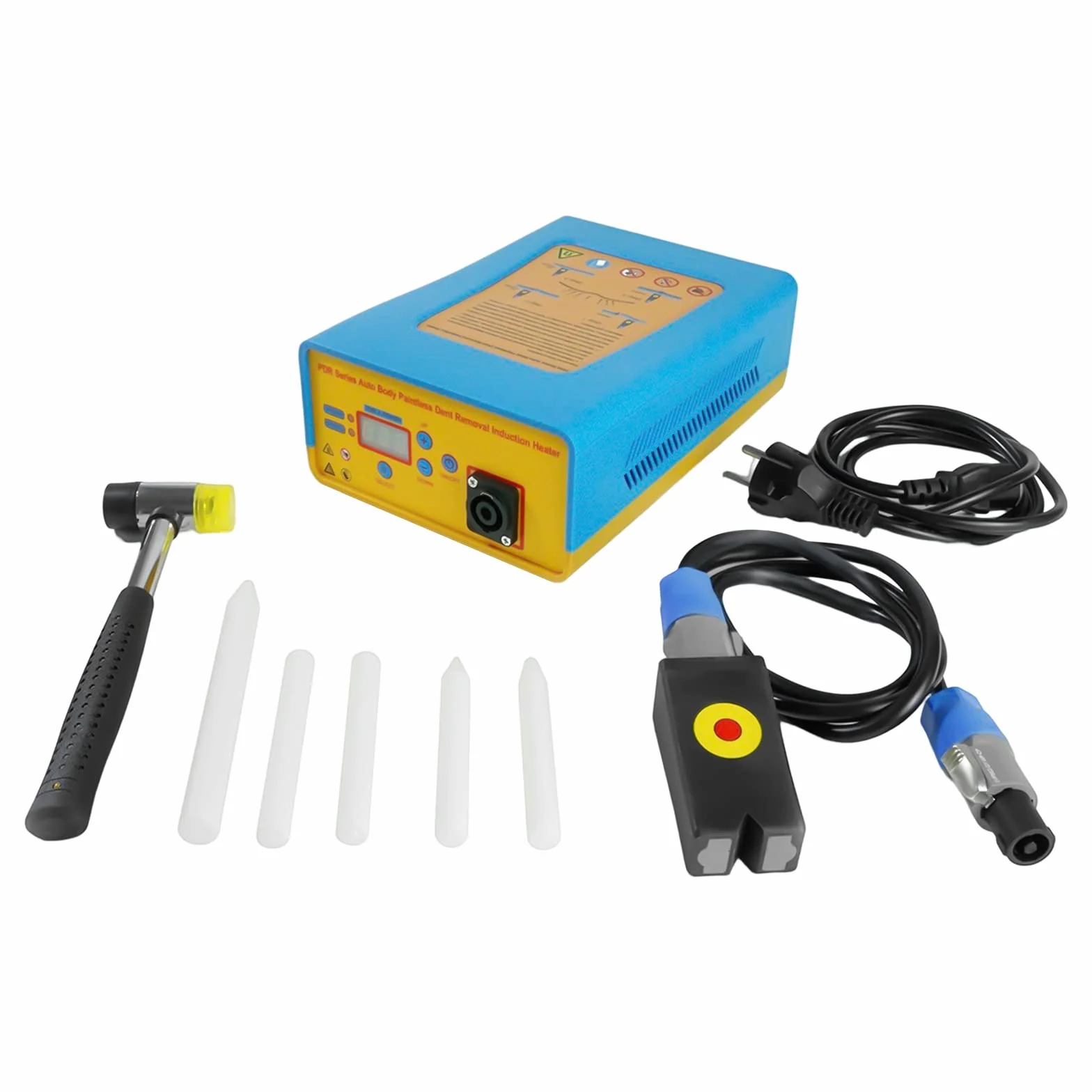 Dispositivo di Riscaldamento a Induzione, 1380W Macchina per Riparazione Ammaccature Magnetica senza Vernice per Carrozzeria Auto con 5 Barre di Gomma, Strumento di Riparazione per Ammaccature