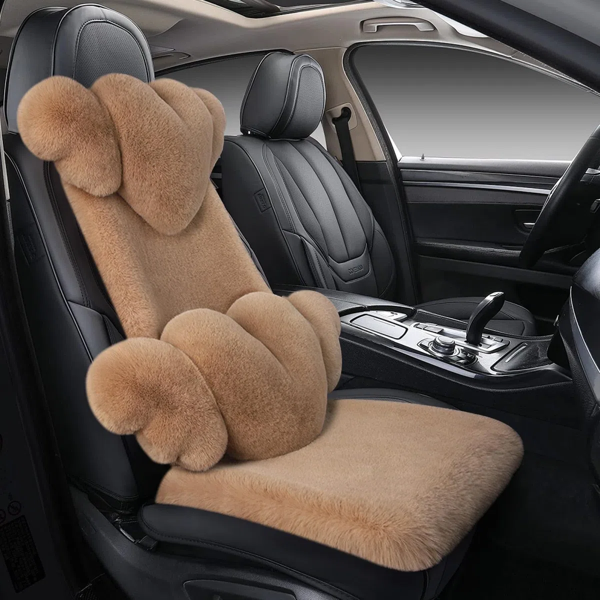 Fuzzy Coprisedili auto | Supporto lombare auto | Tappetino per sedile anteriore auto invernale – per berline, camper, conducenti appassionati di viaggio, guida invernale, pendolari