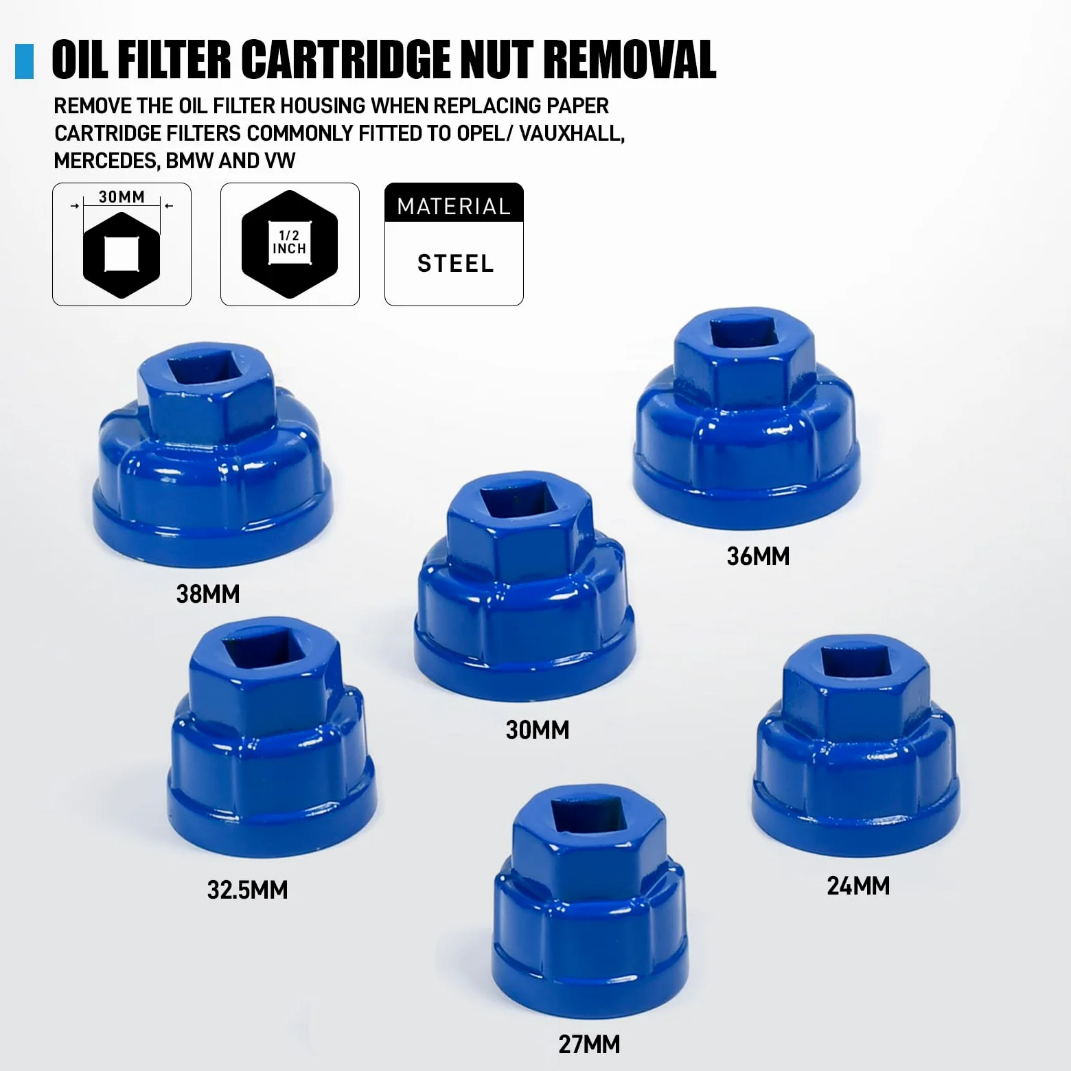 SMOTIVEPRO Set di attrezzi per filtro dell'olio, 12 tappi per filtro dell'olio, 2 chiavi regolabili per filtro dell'olio, 6 chiavi a bussola per filtro dell'olio, 2 pinze per filtro dell'olio, 8