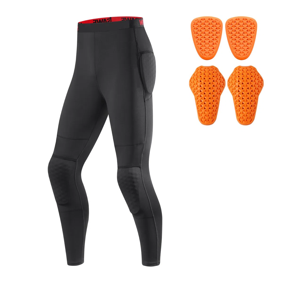 ARMAAN Pantaloni Moto Uomo Con Protezioni Ginocchia E Fianchi, Leggings Moto Traspiranti Ed Elastici Con Protezioni Rimovibili, Abbigliamento Riflettente Per Moto E MTB