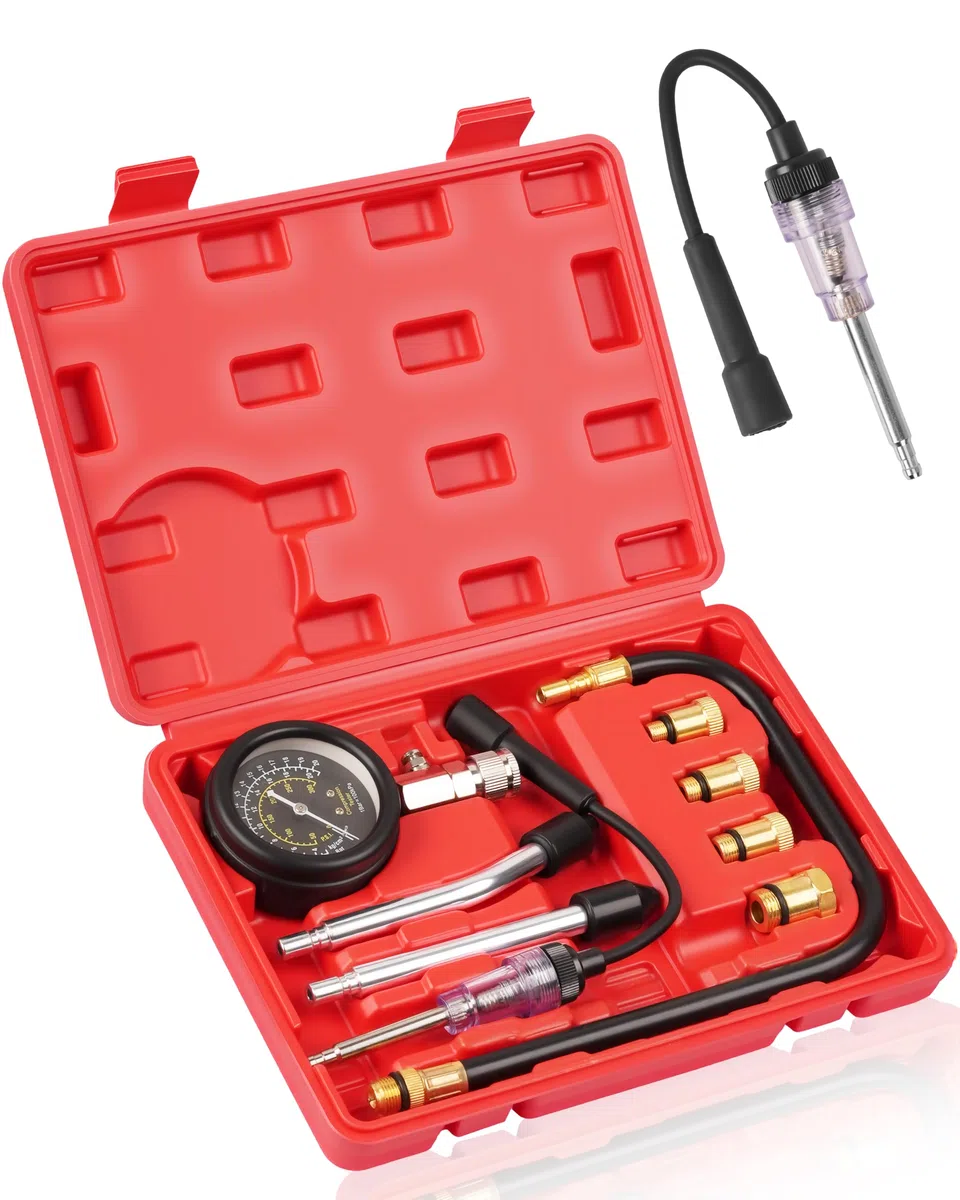 DAYUAN Set di 9 tester di compressione, tester di compressione, per controllare la compressione del motore, misurare, per auto, M10, M12, M14, M18, 0-20 bar e 0-300 psi