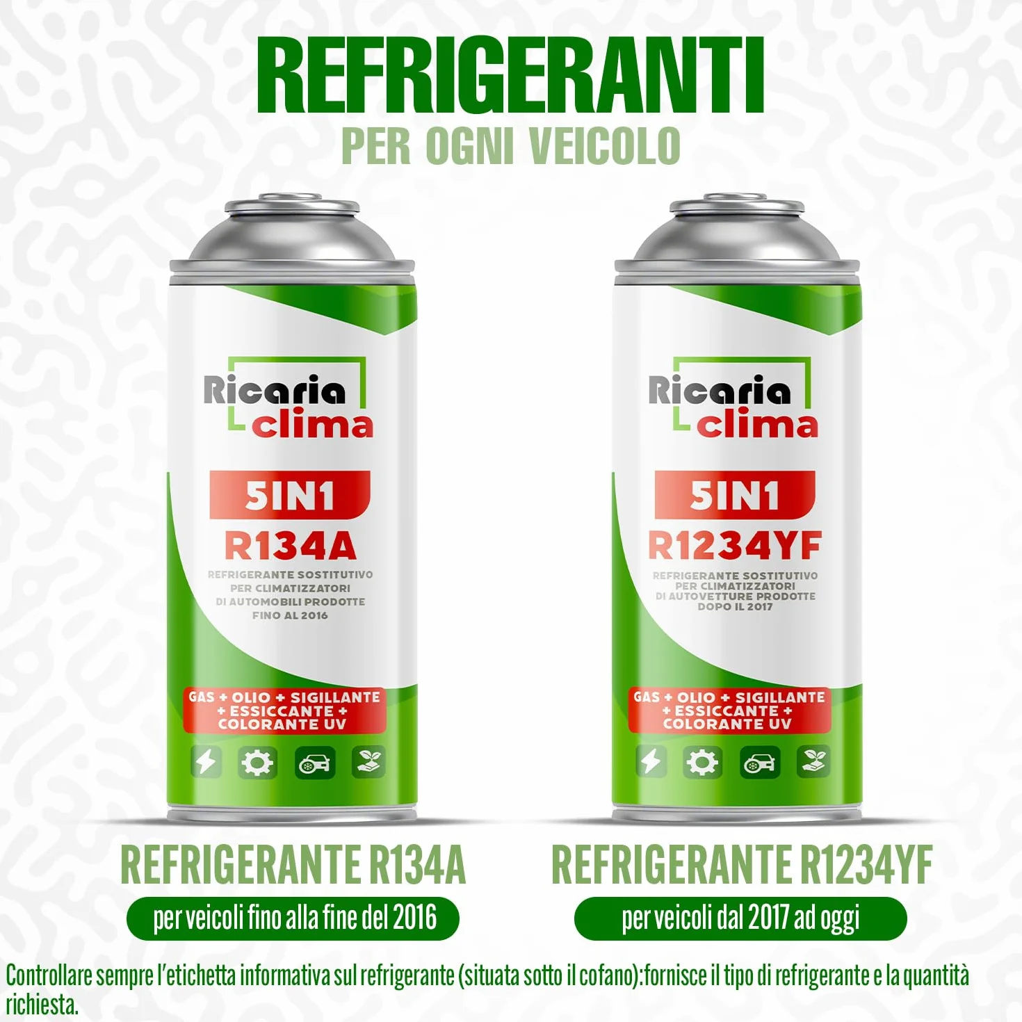 5-in-1 R1234yf x5 – Refrigerante per climatizzatori auto + tubo e adattatore YF – Applicazione rapida – Protegge il compressore – 235 g per confezione