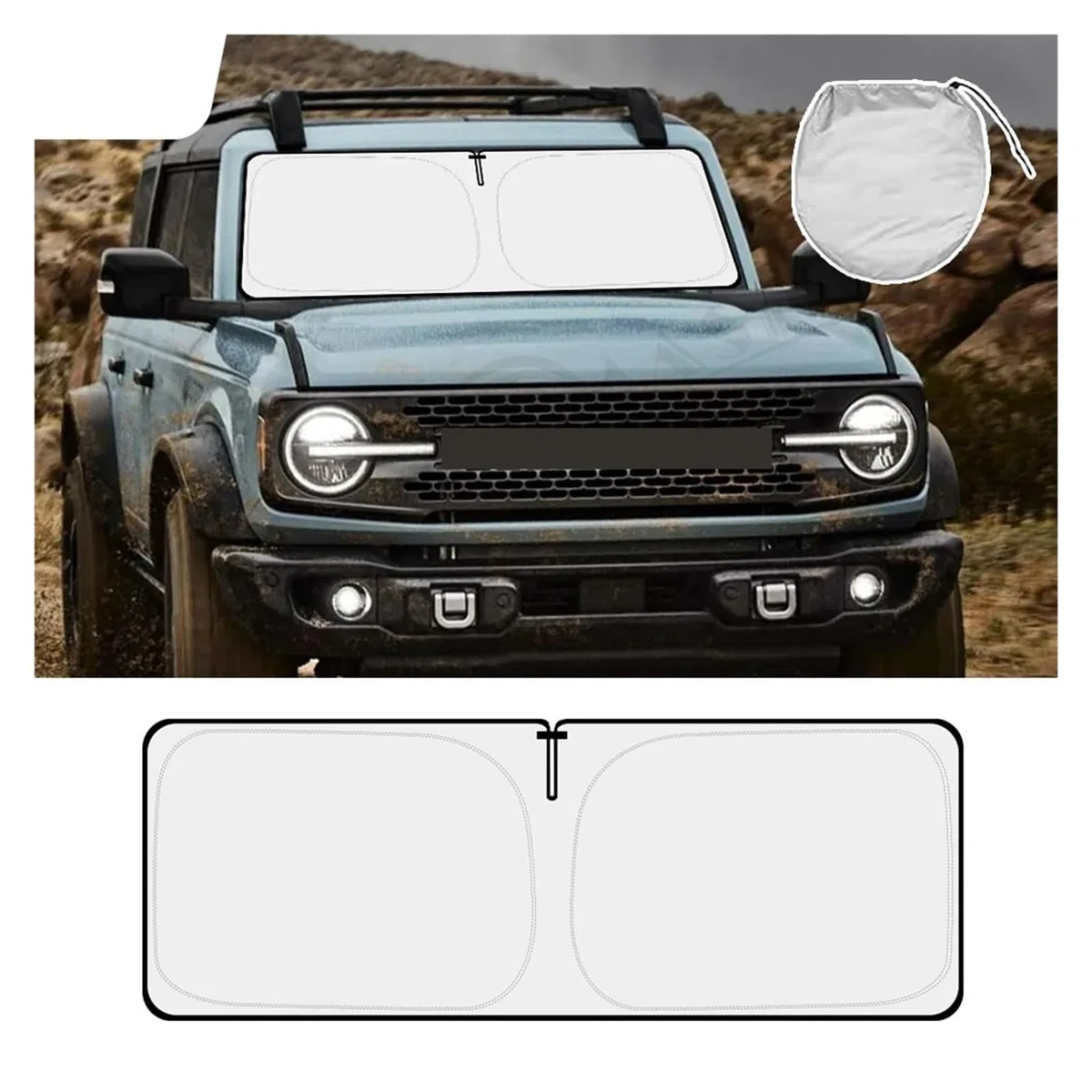 Per Ford Bronco 2021-2023 Parasole Finestrini 2/4 Porte Protezione Tende Pieghevoli Parabrezza Auto Parasole Pieghevole