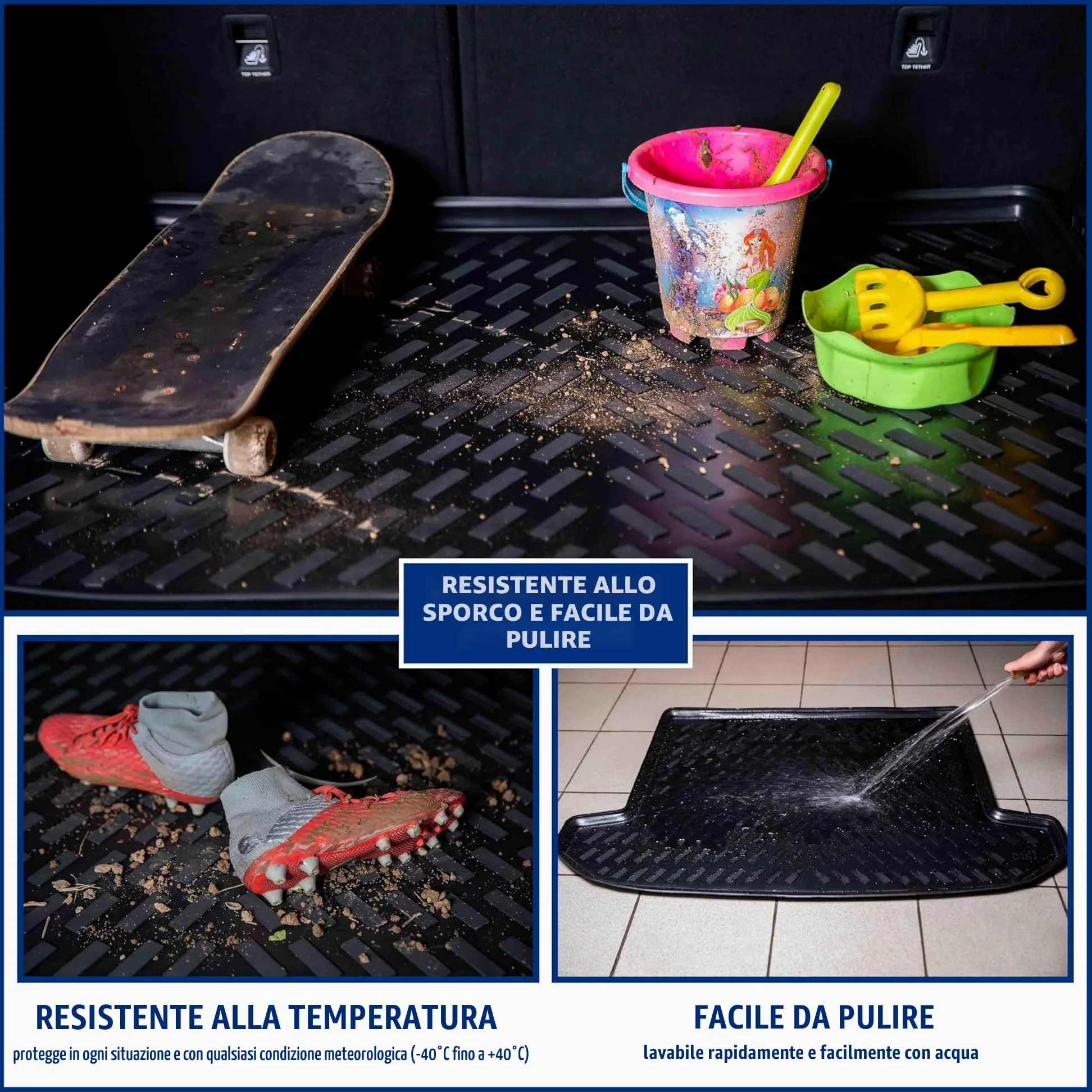 ELMASLINE 3D Tappetini Gomma e Vasca Baule per Hyundai Tucson III 2015-11/2021 (terza generazione TL/TLE) | Tappetini Auto | Vasca per il bagagliaio | Accessori auto