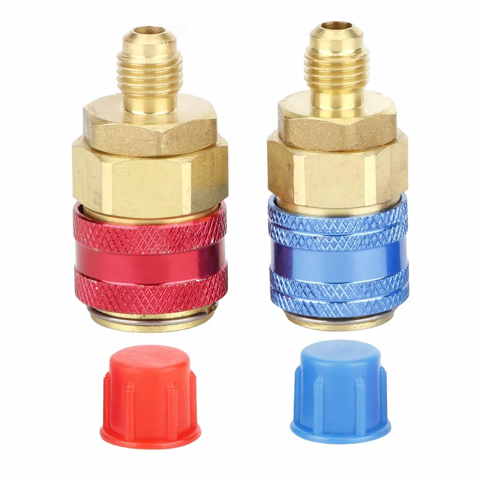 2pcs Adattatori per Attacco Rapido R134A Connettore per Attacco Rapido Diritto Ad Alta Bassa Pressione Adattatore per Refrigerante CA per Auto Tubo di Ricarica Refrigerante per
