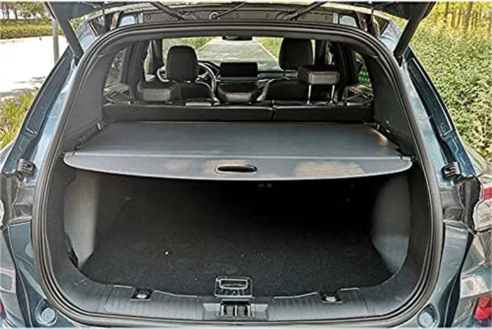 ELNas Retrattile Auto Bagagli Protezione Coperchio per Ford Escape Kuga 2020 2021, Portabagagli Posteriore Tronco Privacy Cappelliera Pacco Ripiano Cargo Cover,B Black