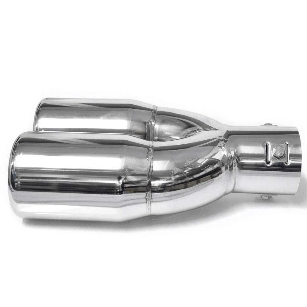 5136 Doppio Universale Terminale Di Scarico Acciaio Inox fino a 57mm Cromo