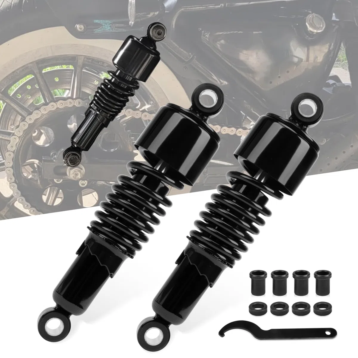 PSLER Kit sospensione posteriore Ammortizzatore posteriore Kit di abbassamento ammortizzatori posteriori Precarico regolabile 10,5 '' per Sportster XL 883 1200 1988-2023 Touring Street Road Electra