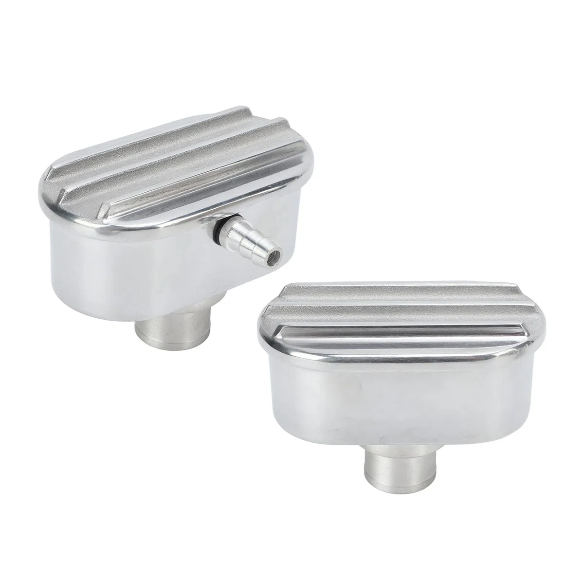 Sorandy Kit di Sfiato del Coperchio della Valvola in Alluminio, Design Alettato Lucidato, Sostituzione per le Prestazioni del Motore, 4 X 2-1/4 X 2 Pollici, Include Anelli di Tenuta