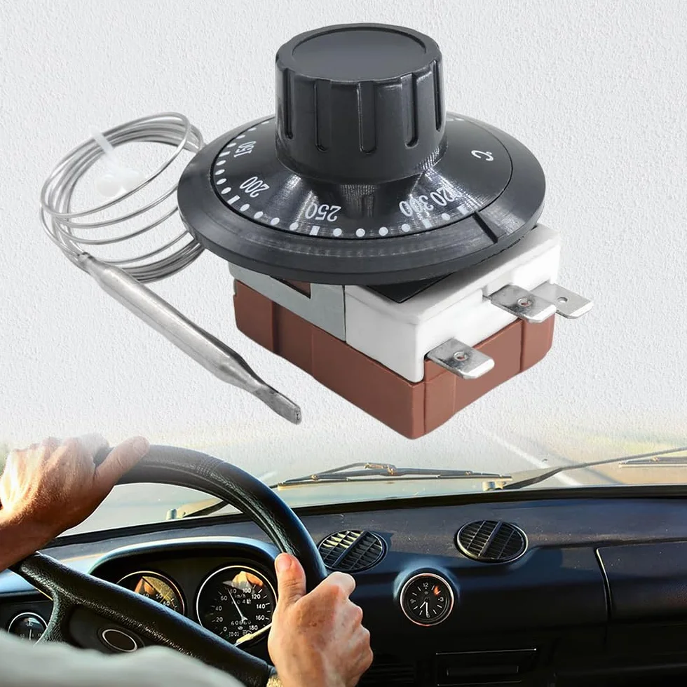 Riloer Termostato capillare per auto, radiatore di raffreddamento ad alta precisione, interruttore di controllo della temperatura da 12 V regolabile 0 ℃ ~ 120 ℃ universale per riscaldamento e