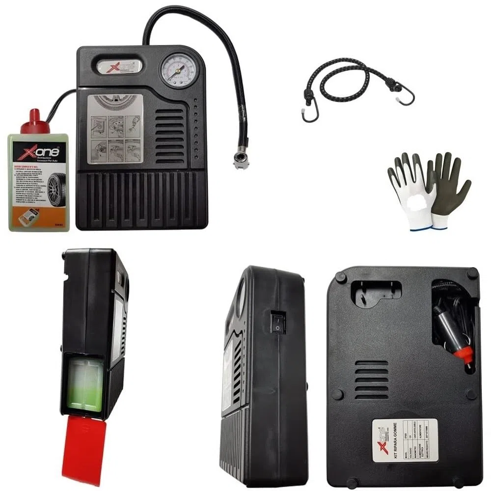 KIT GONFIA E RIPARA GOMME PER AUTO MOTO SCOOTER BICI QUAD COMPATIBILE CON RENAULT GRAND KANGOO RIPARAZIONE PNEUMATICI PORTATILE EMERGENZA STRADALE SOLUZIONE CON 1 FLACONE DA 280ML