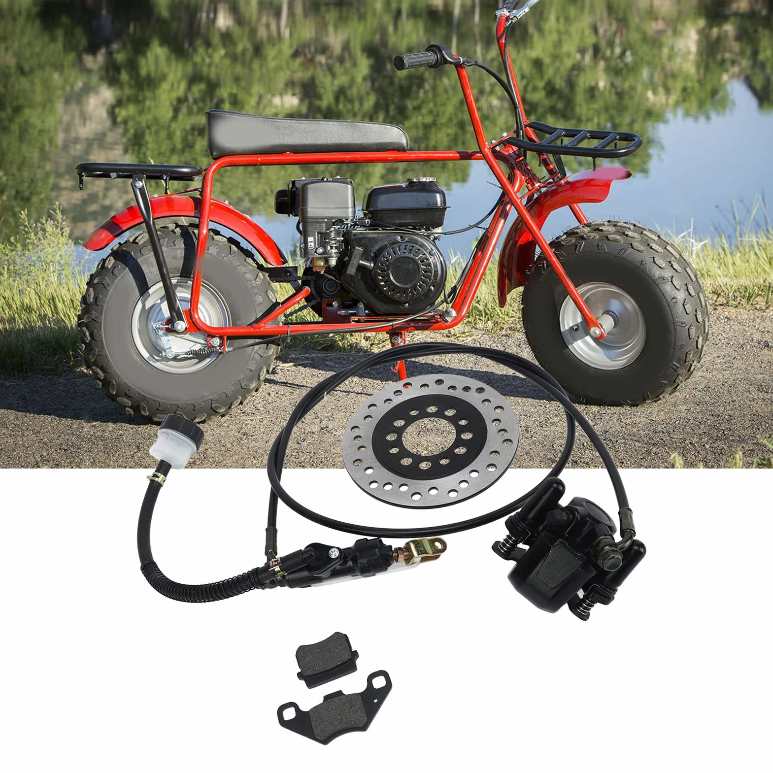 Pilipane Kit Freno Go Kart,Kit Freno a Disco Idraulico Universale, Robusto Sistema di Pinze Freno a Disco in Metallo per Moto da Cross 50cc-250cc, Quad E Go Kart