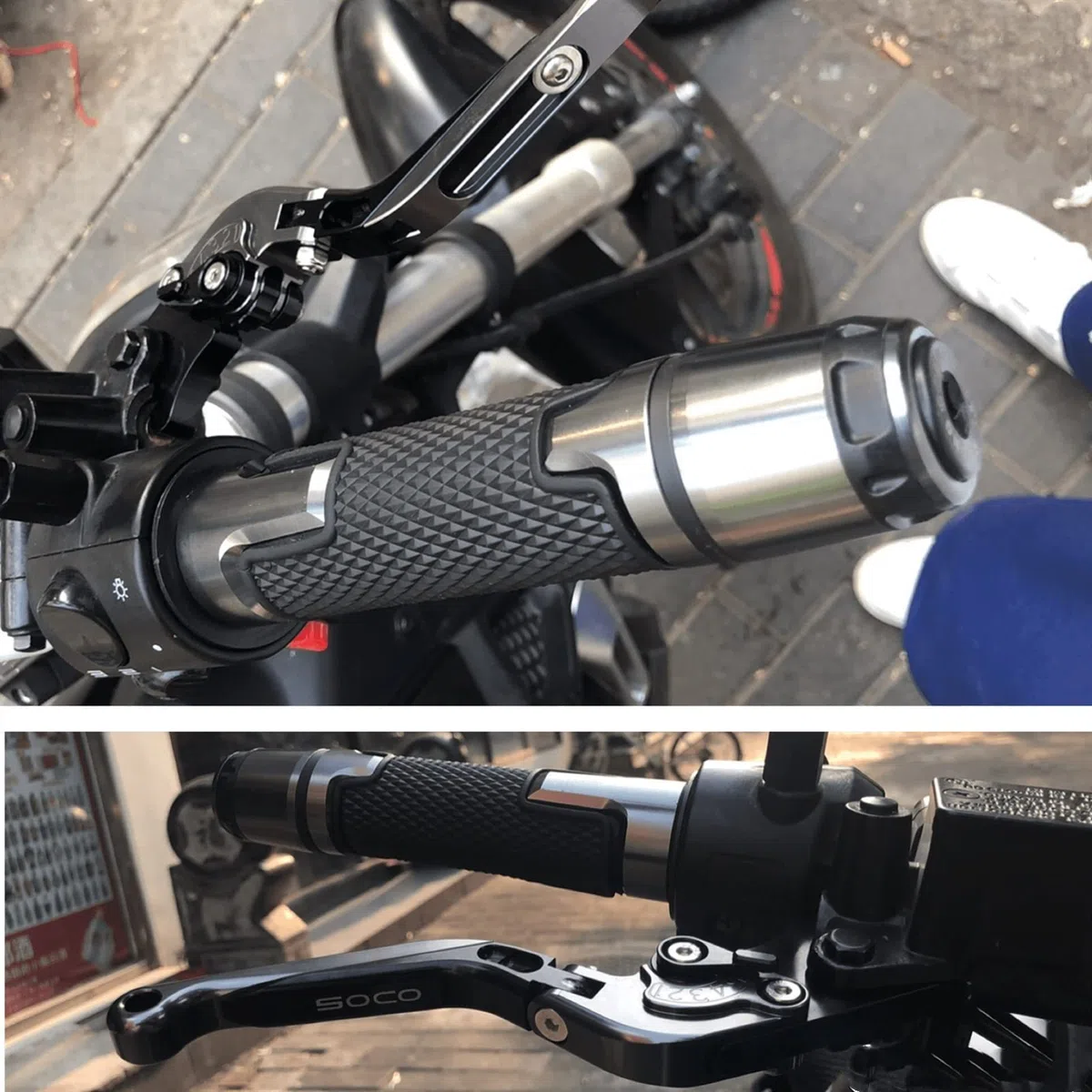 per Yamaha FZ6 FAZER FZ-6 2004-2010 Moto Leve di Frizione del Freno Regolabile Pieghevole Allungabile Manopole del Manubrio Termina in Alluminio di CNC con Logo Stretch (Colore : 1)