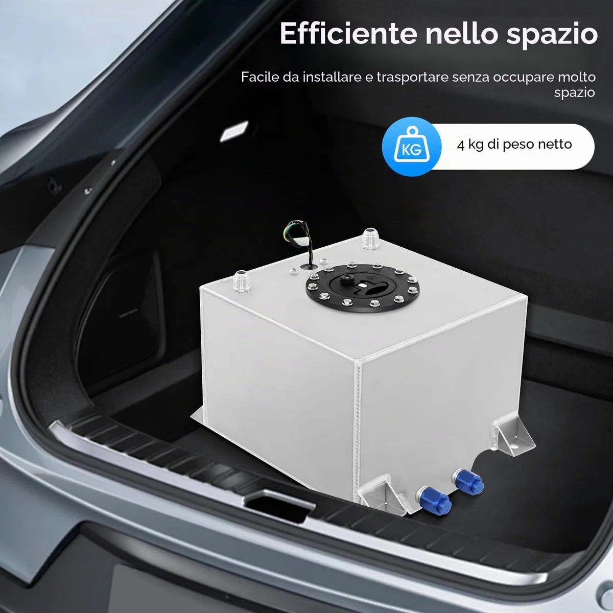 20 litri Serbatoio carburante in alluminio, serbatoio da corsa con sensore di livello dell'olio Serbatoio benzina ad alta capacità, serbatoio di carburante da 5 galloni, per camion, veicoli