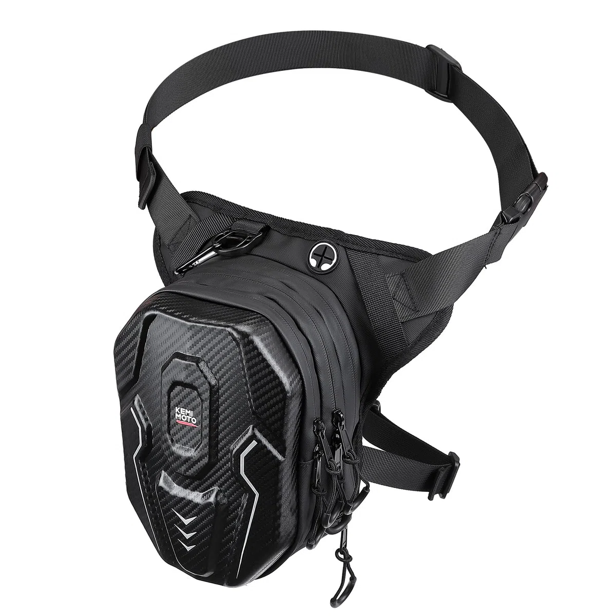 KEMIMOTO Marsupio Gamba Moto Impermeabile, Espandibile Borsa Gamba Moto in Guscio Rigido EVA, Borsa da Gamba, da Vita o a Tracolla con Riflettente e Scomparti Multipli per Viaggi in Motociclo