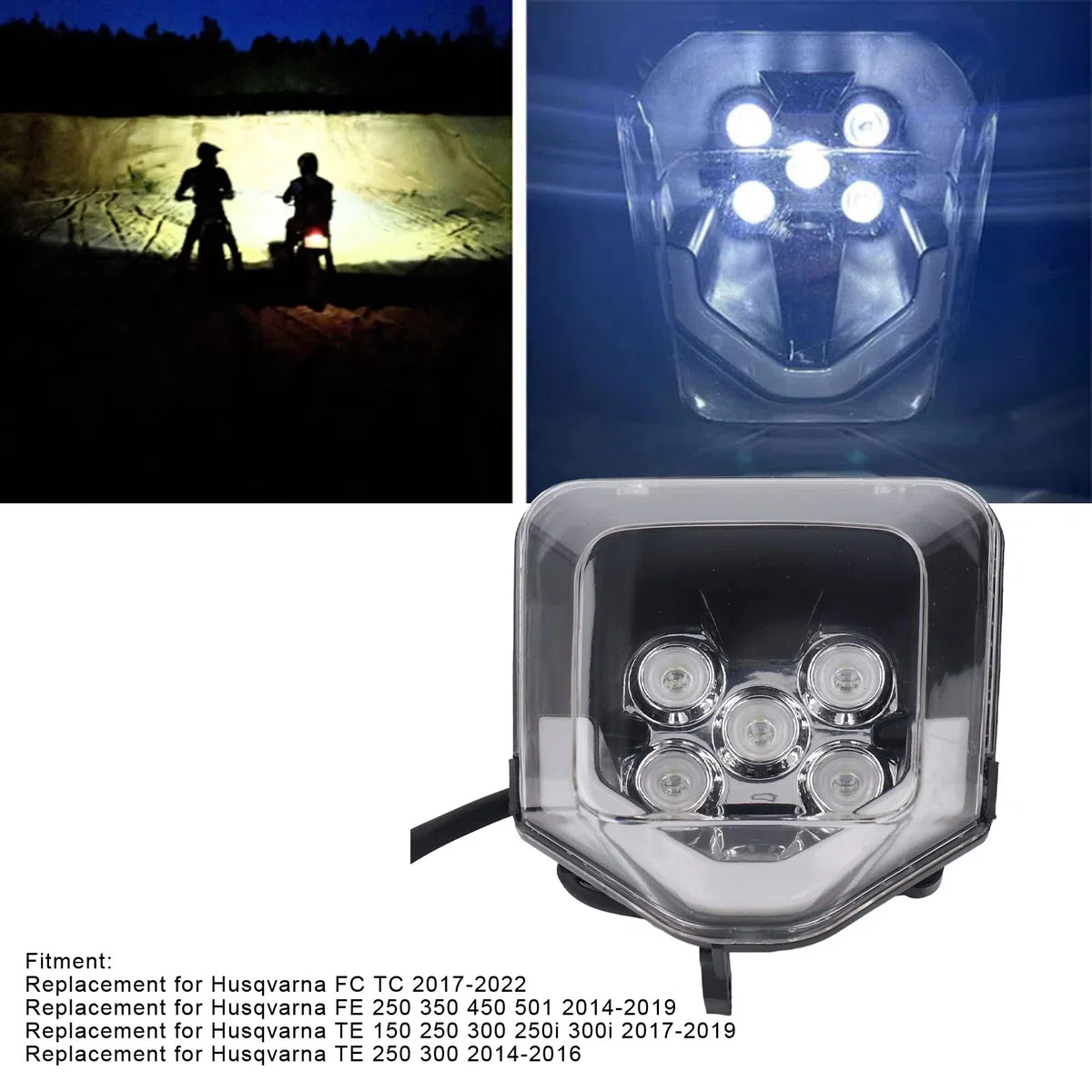 EBTOOLS Faro per Moto ABS Faro per Moto LED 35W Sostituzione della Luce di Guida per Motocicletta Impermeabile Ad Alta luminosità per Husqvarna TE FC TC