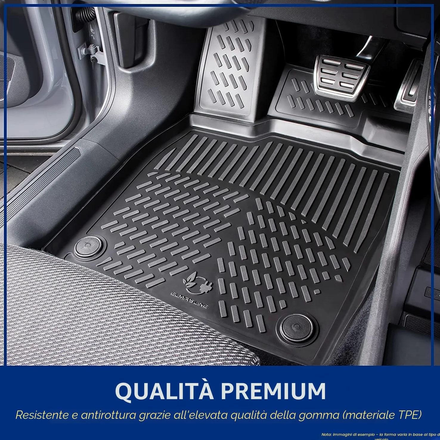 ELMASLINE 3D Tappetini Gomma e Vasca Baule per Hyundai Tucson III 2015-11/2021 (terza generazione TL/TLE) | Tappetini Auto | Vasca per il bagagliaio | Accessori auto