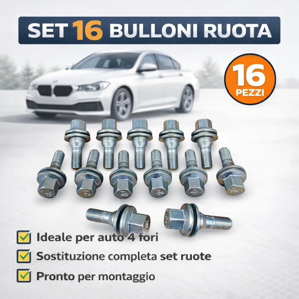 16 Bulloni Fissaggio Ruote Compatibile Con Citroen Saxo C3 Xsara C5 Berlingo C2 C4 C6 C3 DS3 DS4 DS5 dal 2003 - Jeep Avenger - Fiat 600 - Alfa Romeo Junior Gomme Cerchi in LEGA M12x1,25 hex 17