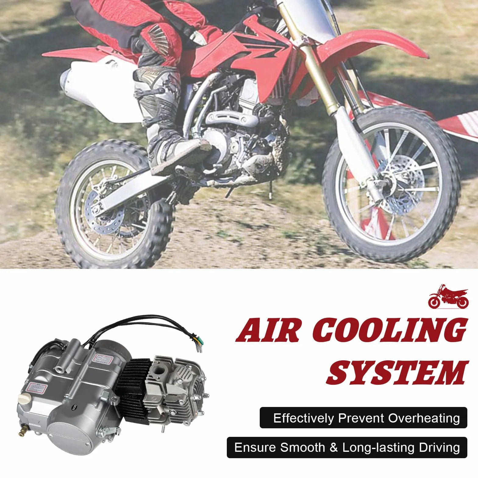 Motore a 4 tempi, 4 marce, 125 cc, motore monolocilindrico raffreddato ad aria, con Accensione CDI e serbatoio da 30,43 once per multi modelli di moto
