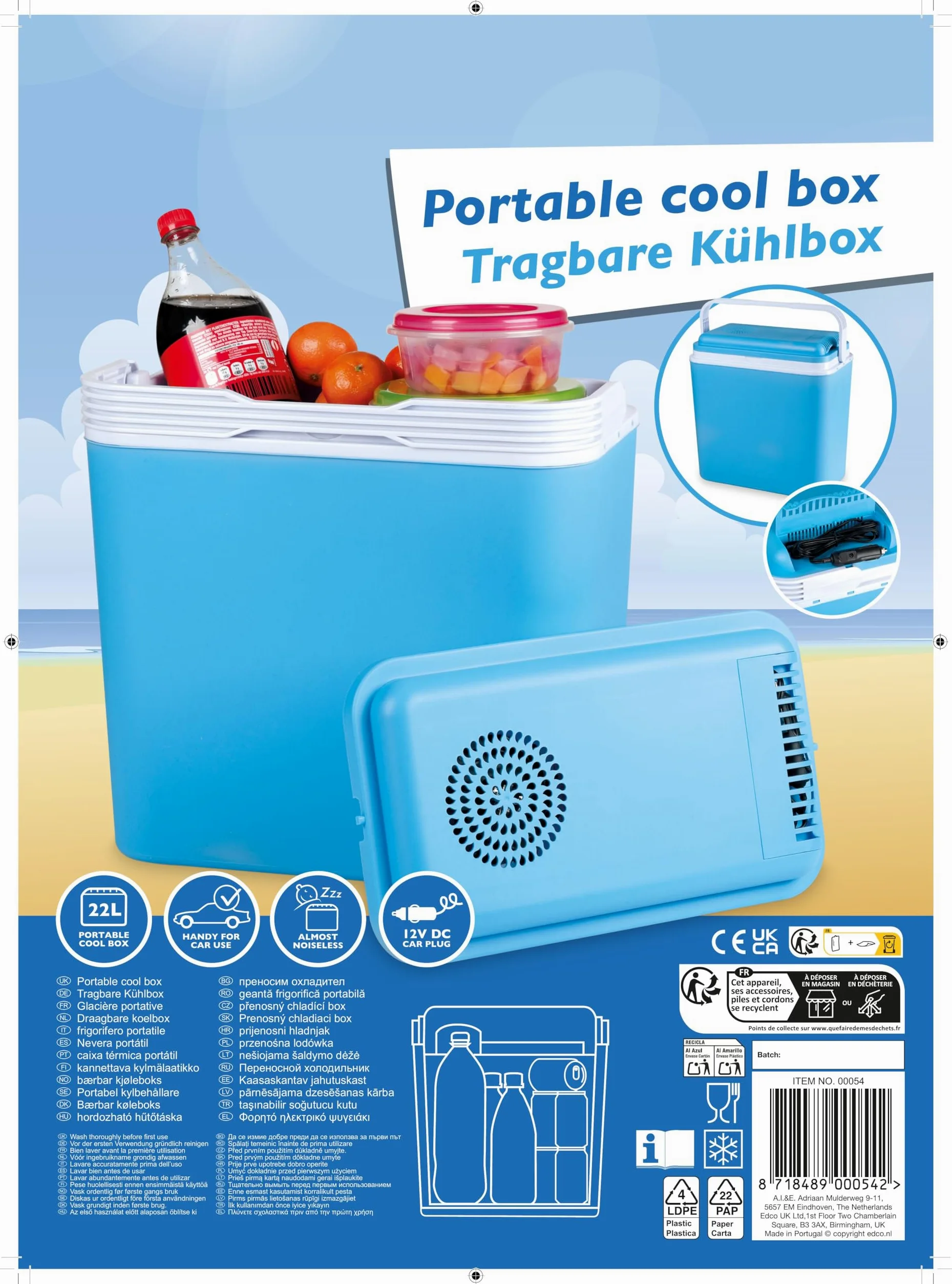 All Ride Frigo Portatile termoelettico - 12V - 22L - colore blu