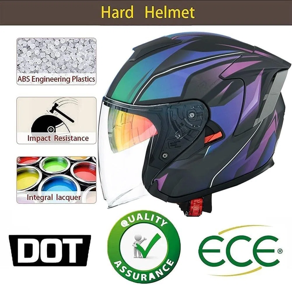 Casco Jet da Moto con Bluetooth Integrato e omologazione ECE/DOT, Casco Jet da Scooter Personalizzato per Donne, Uomini e Adulti con Doppia Visiera F,L=56-57cm