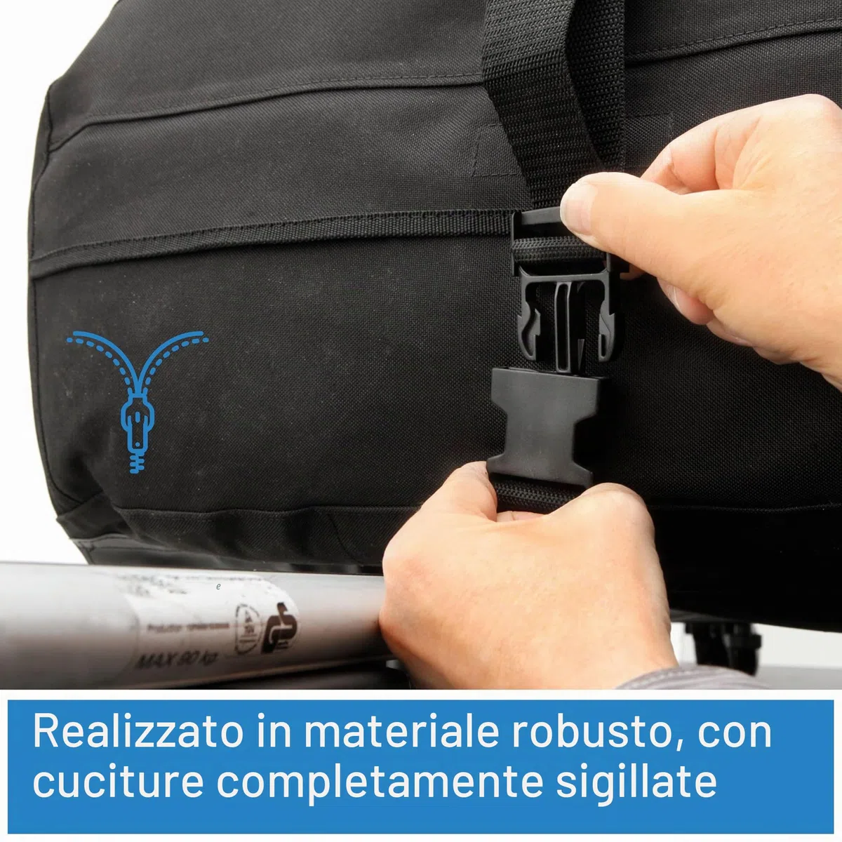 Fischer, box da tetto pieghevole, altamente stabile, idrorepellente, 270 l, con custodia, 126000