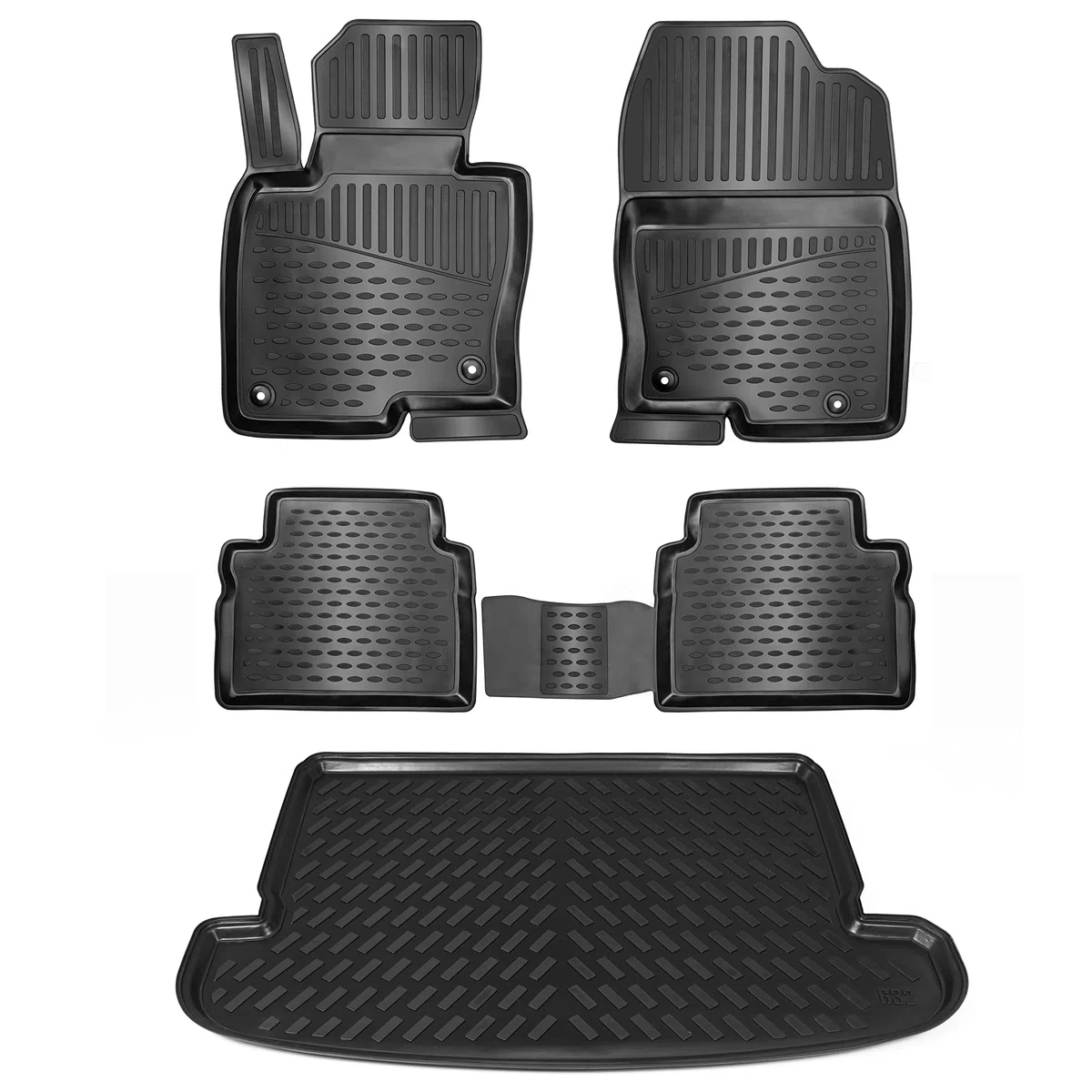ELMASLINE 3D Tappetini Gomma e Vasca Baule per Mazda CX-5 (KF) 2017-2026 | Tappetini Auto | Vasca per il bagagliaio | Accessori auto
