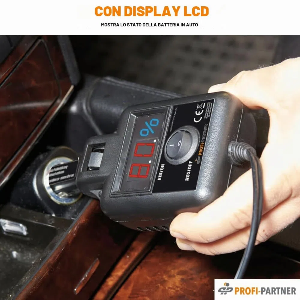 Kit di avviamento auto per accendisigari, connessioni 12 Volt, cavo da 6 m, con display, facile da usare, soluzione salvaspazio, auto, batteria di avviamento, aiuto in caso di guasto