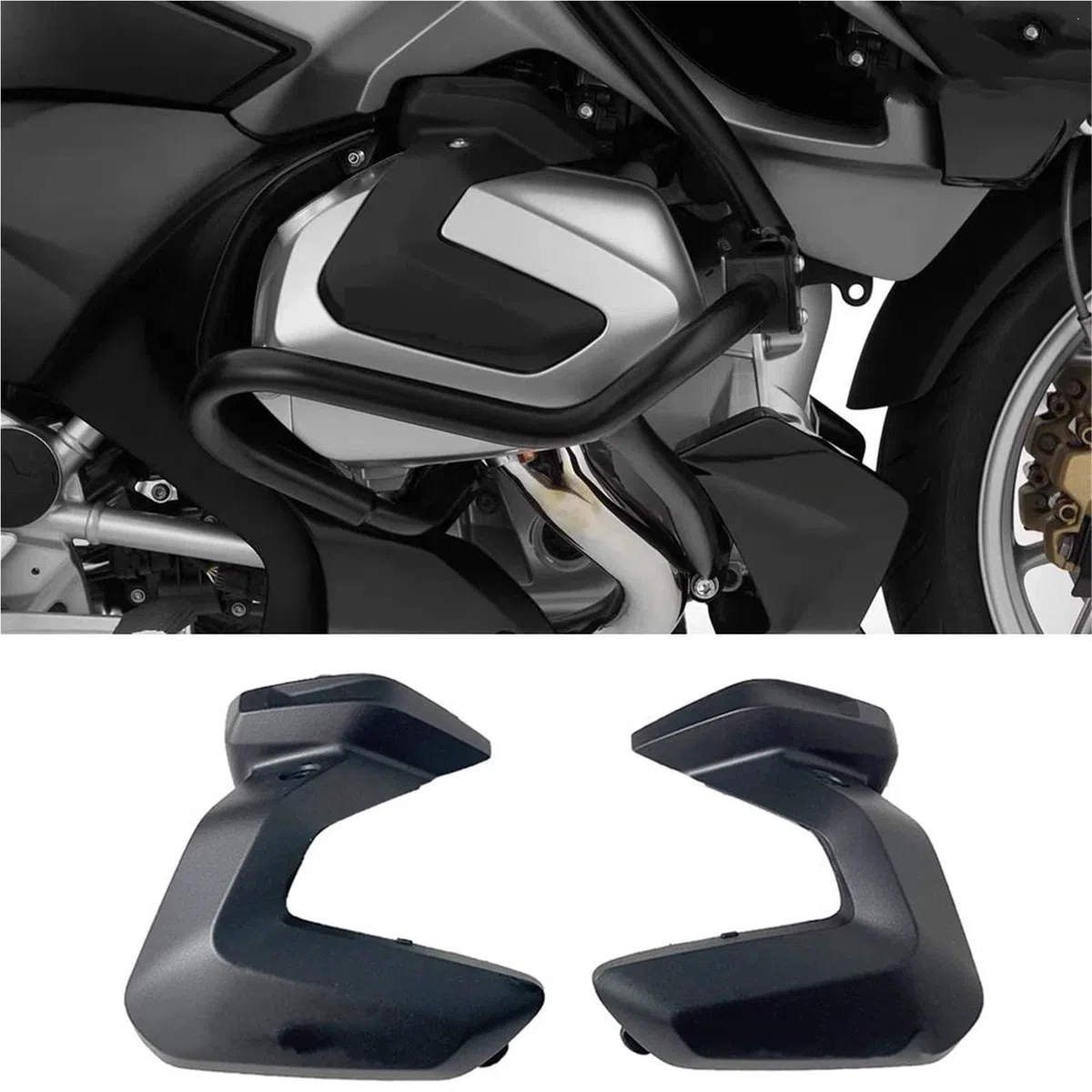 Coperchio di protezione della batteria Copri-candela per moto, testata cilindro, adatto per BMW R1250GS R1250RS R1250RT R1250R R1250 Adventure, protezione motore(Black)