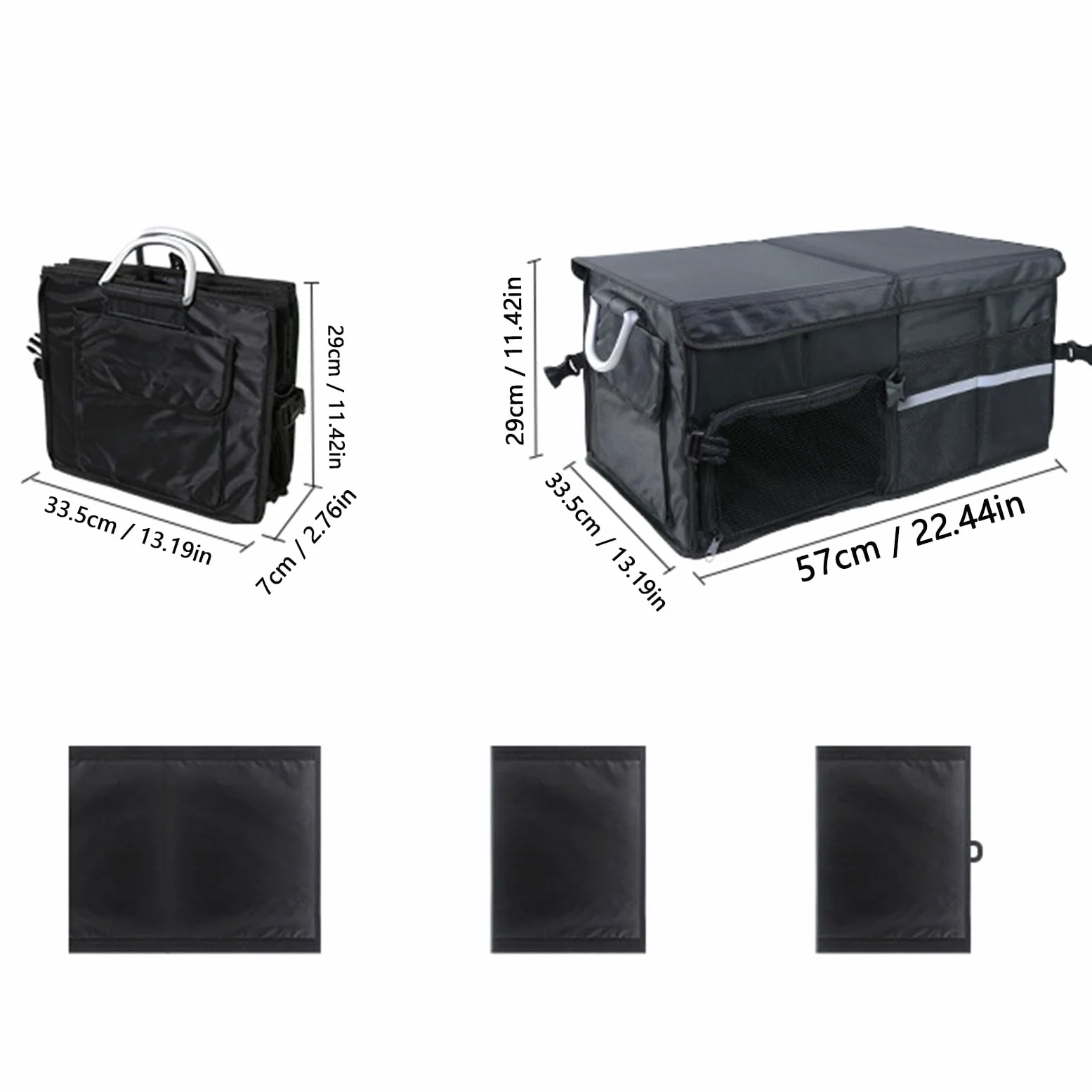 Organizer per Bagagliaio per Auto con Coperchio, Pieghevole in Tessuto Oxford Impermeabile da 55 Litri per Camion SUV Design Pieghevole a 3 (Senza scomparto per scarpe Nero grande 55 litri)