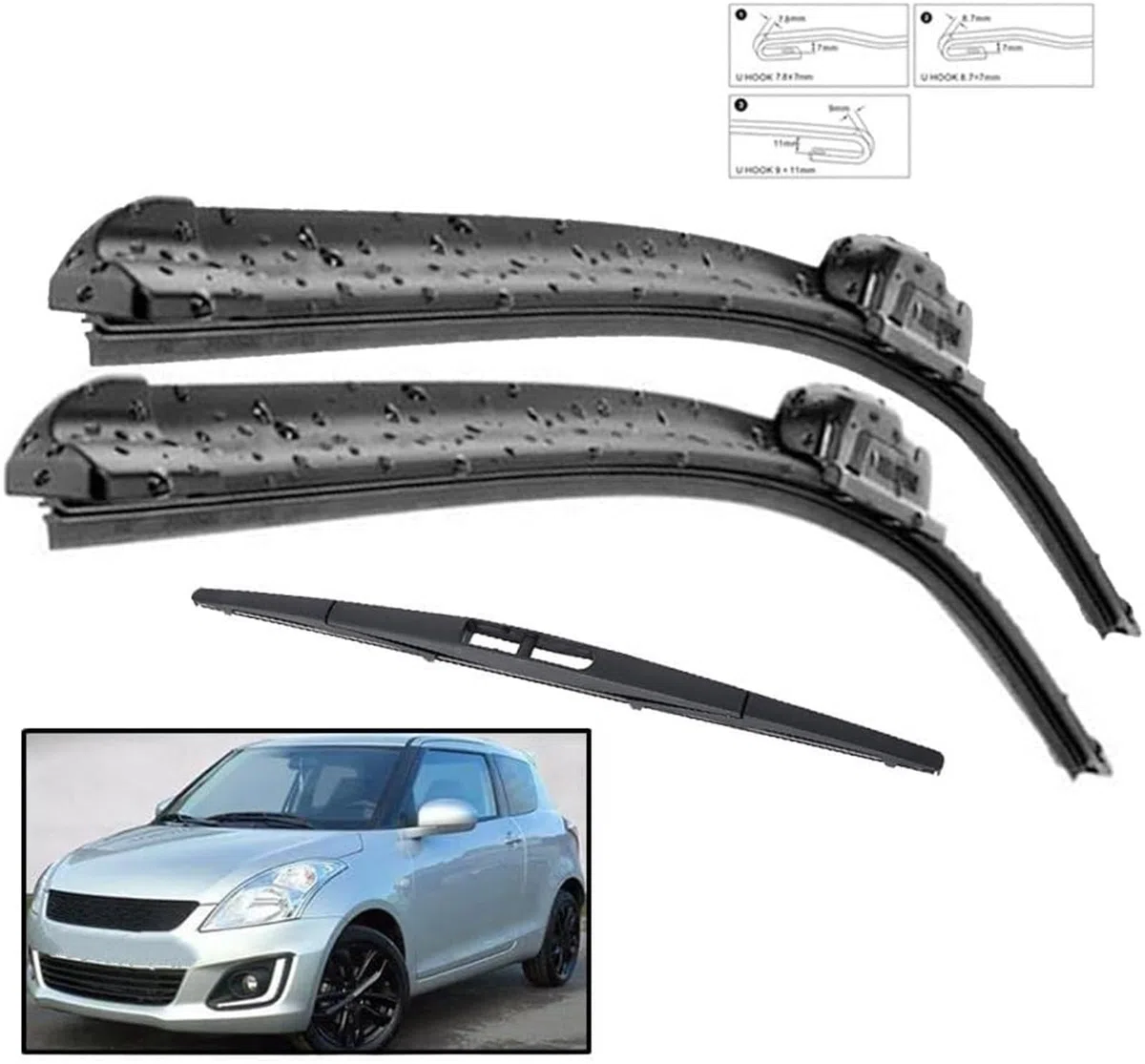 Coprivolante per auto Kit spazzole tergicristallo anteriori e posteriori per Suzuki per Swift per Hatchback