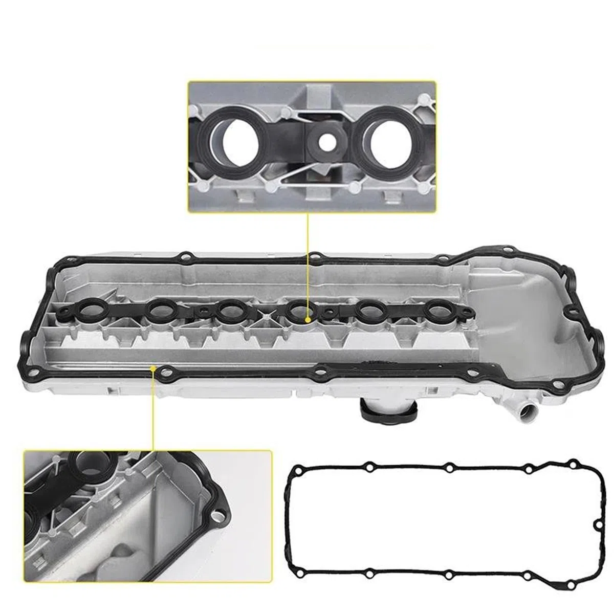 Coperchio valvola auto 11127512839 Coperchio Valvola Motore In Alluminio Con Guarnizione E Bulloni E Cappuccio 03-06 Per BMW M54 E46 325i 330i 525i 325ci X3 X5 Z4 Punterie Valvola Motore