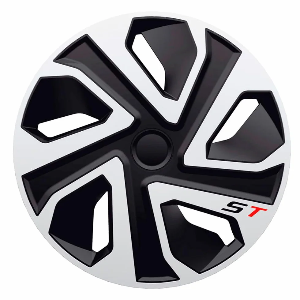 Set di 4 Copricerchi J-Tec ST 17 Pollici Argento/Nero