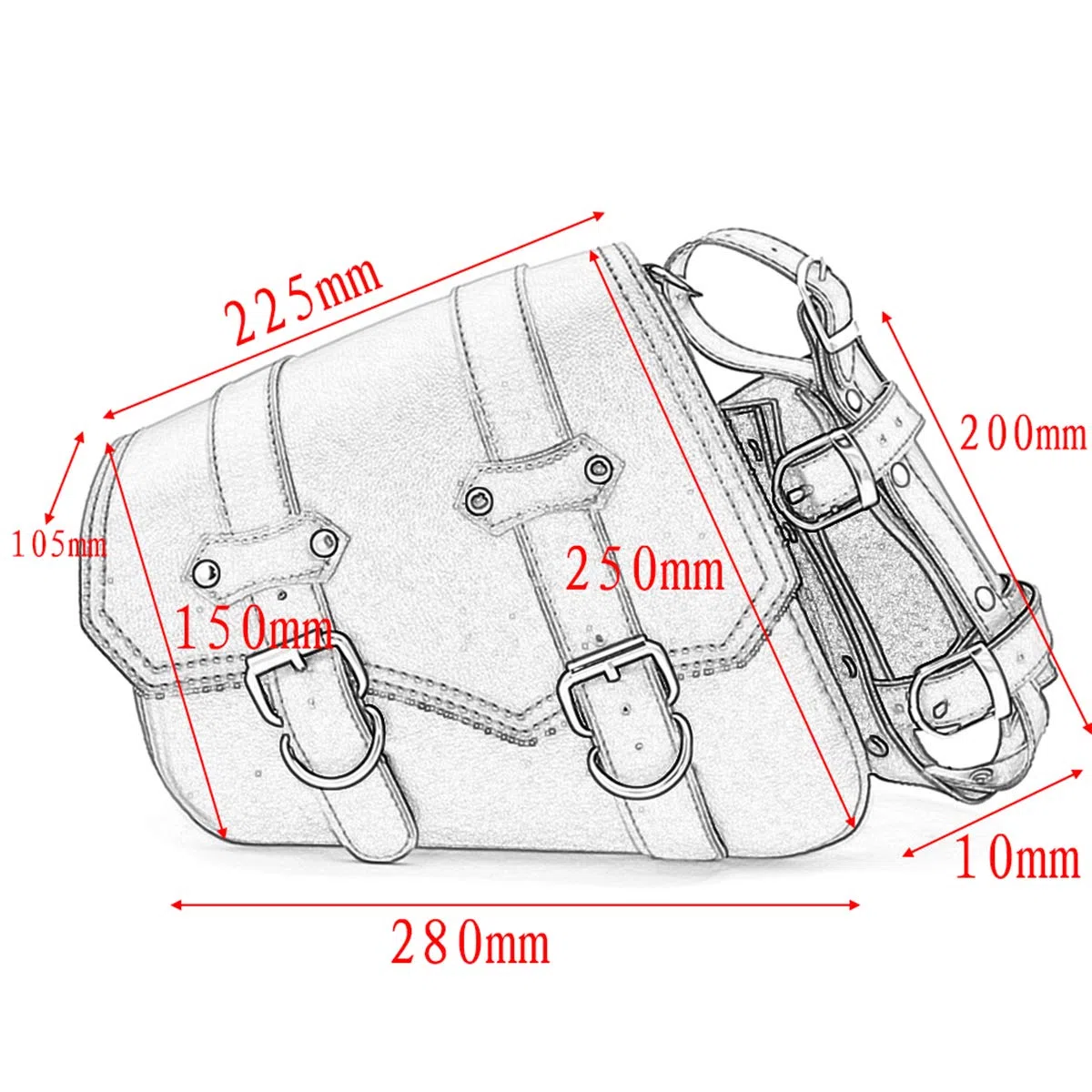 Borsa Universale per Sella Moto in pelle PU, Tasche Laterali per Attrezzi per borsa da sella -Lato sinistro